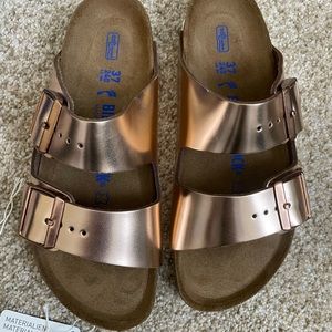 NEW Metallic Copper Arizona Birkenstocks (soft footbed)